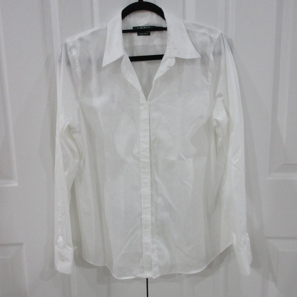 NWOT Lauren by Ralph Lauren White Shirt Sz Large